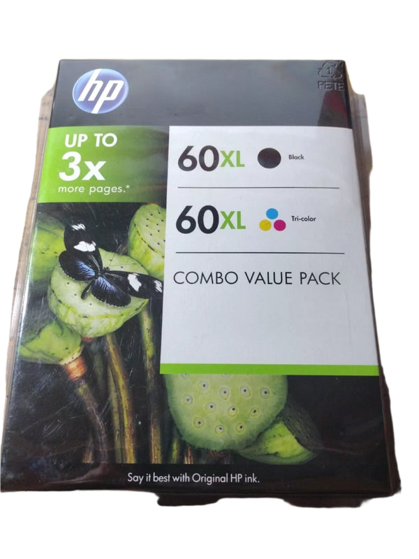 Bundle: 2x Pack Genuine HP #60XL Black & Color Ink Cartridge Set (1BK,1C) CC641WA CC644WA