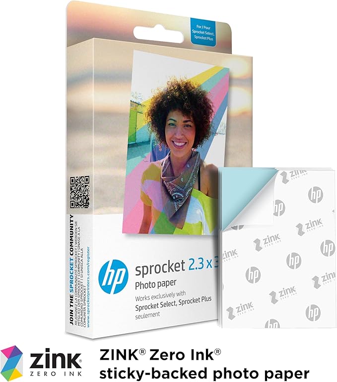 Genuine HP Sprocket Select 2.3"x3.4" Premium Zink Sticker Photo Paper 50 Sheets [HPIZL2X350]