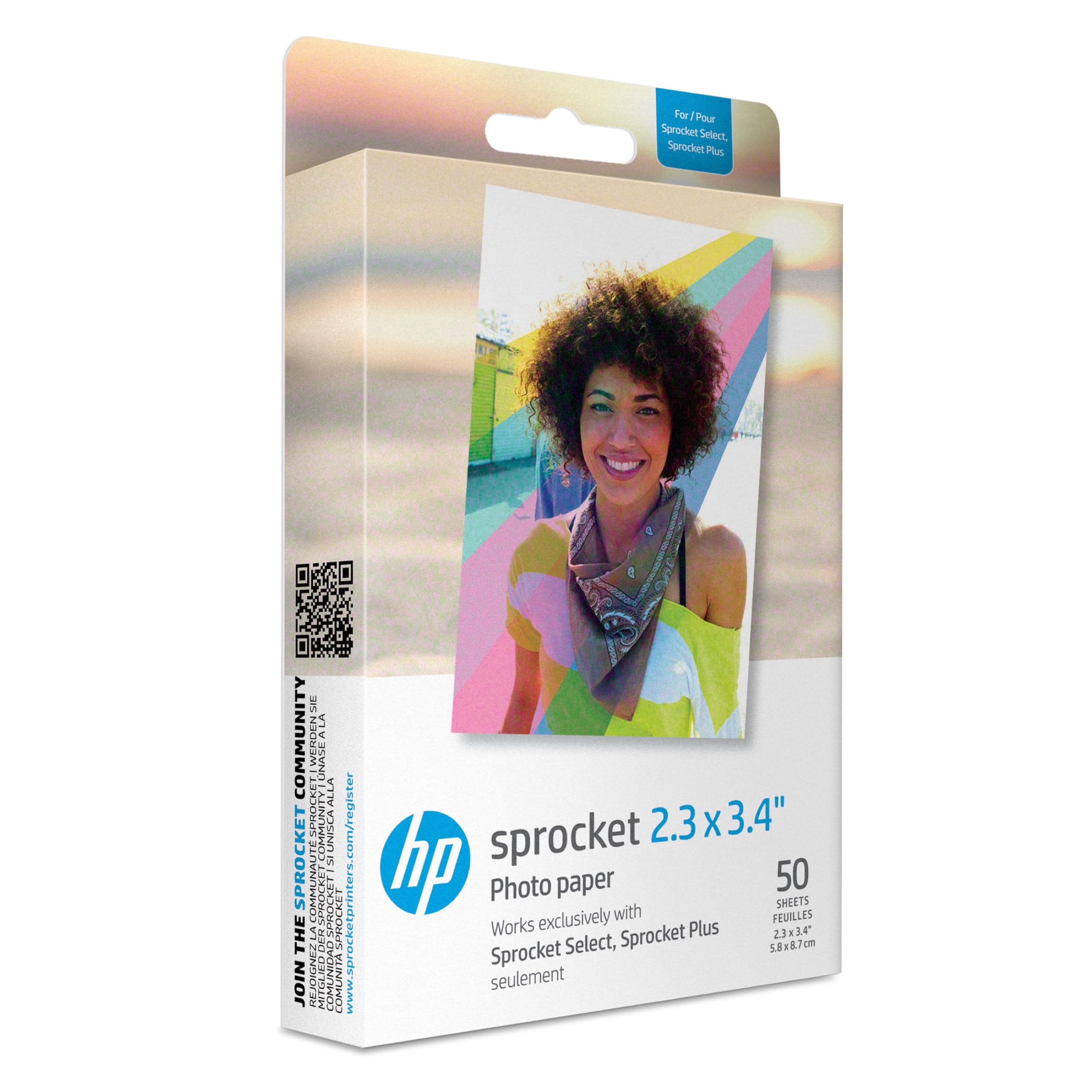 Genuine HP Sprocket Select 2.3"x3.4" Premium Zink Sticker Photo Paper 50 Sheets [HPIZL2X350]