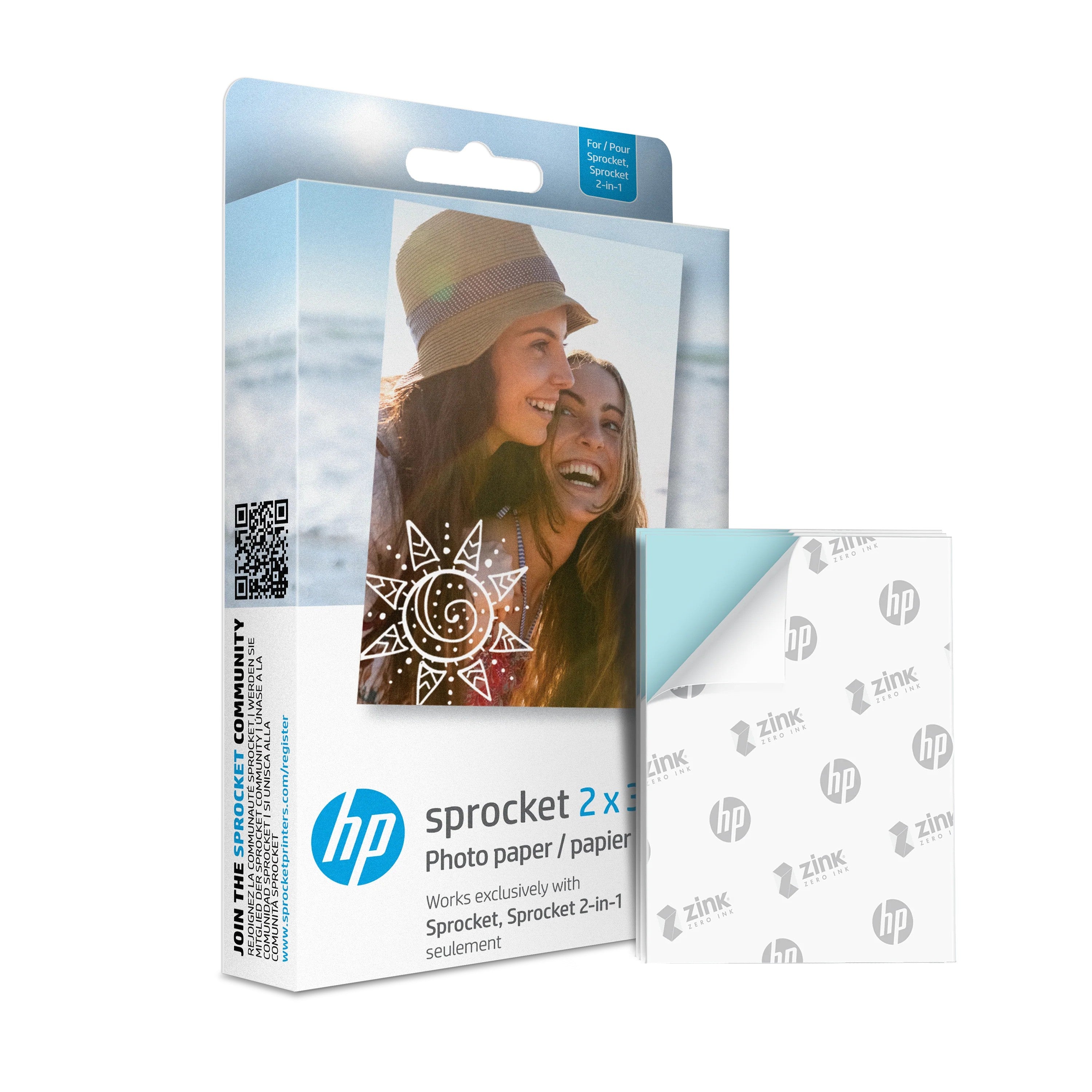 100x Pack Genuine HP Sprocket 2"x3" Premium Zink Sticker Photo Paper [HPIZ2X3100]