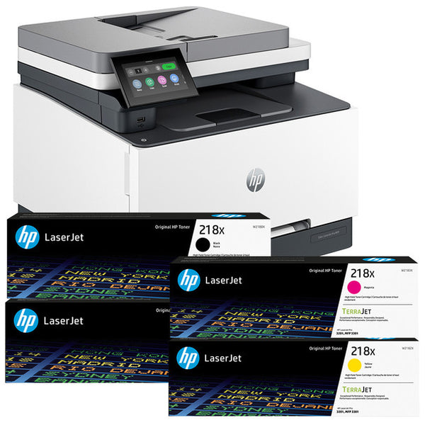 BUNDLE: HP Color LaserJet Pro MFP 3301sdw A4 Wi-Fi Colour Laser Multifunction Printer+#218X Toner Set(W2180X, W2181X, W2182X, W2183X)