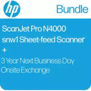 HP Scanjet Pro 4000 SNW1 Document Scanner + 3YR NBD Exchange Warranty bundle [6FW08A+UD3E2E]