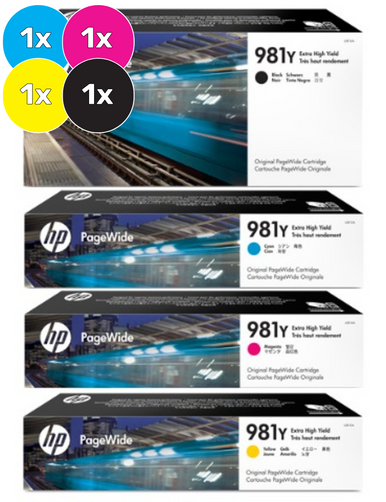 Bundle: 4x Pack Genuine HP 981Y Extra High Yield Ink Cartridge Set (1BK,1C,1M,1Y) L0R13A L0R14A L0R15A L0R16A