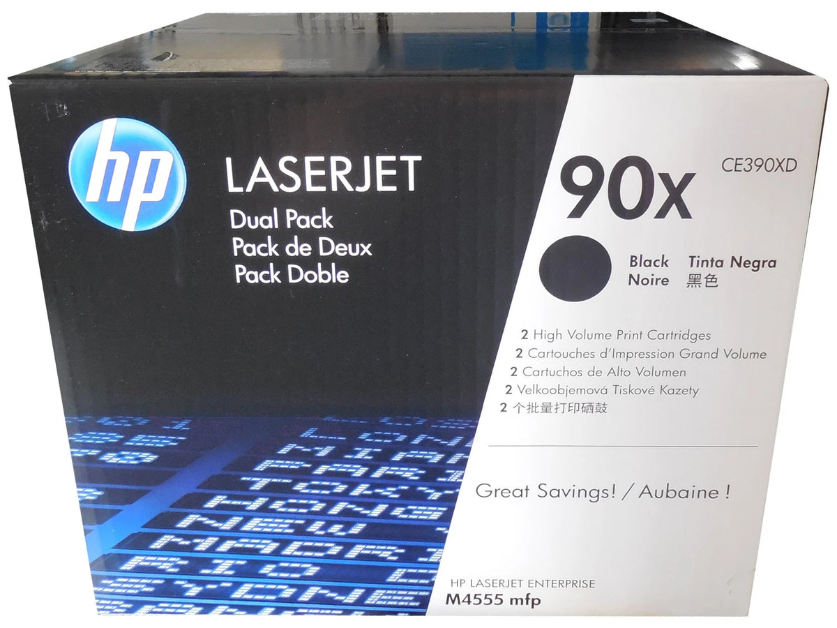 2x Genuine HP CE390XD  Black High Yield Toner Cartridge #90X 48K Twin Pack