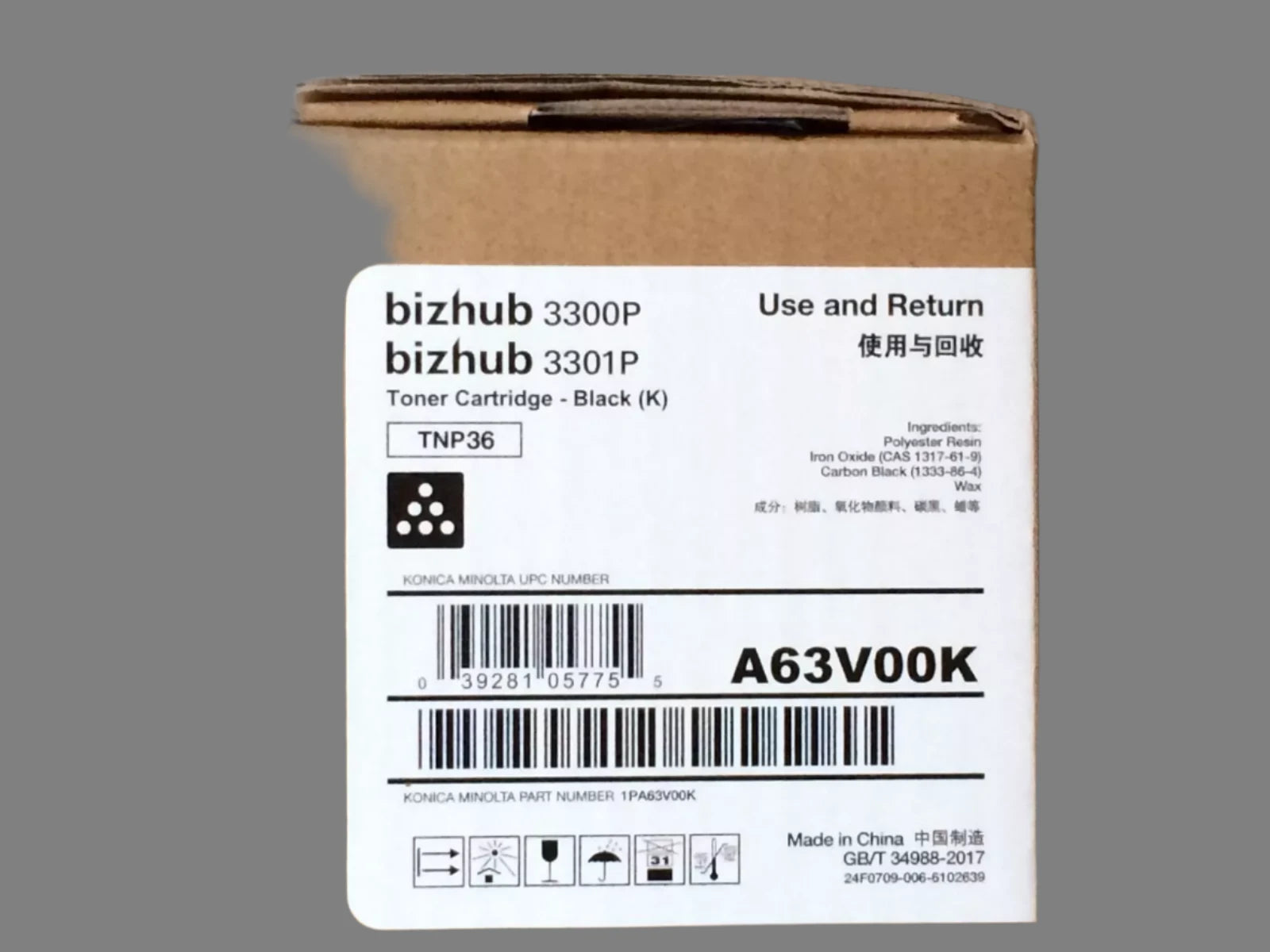 *SALE!* Genuine Konica Minolta TNP36 Black Toner Cartridge for Bizhub 3300P 10K [A63V00K]