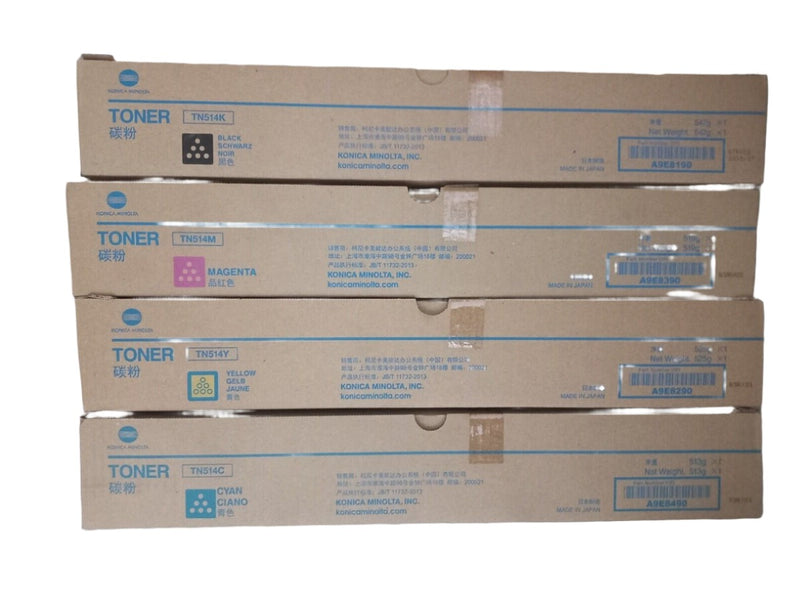 Bundle: 4x Pack Genuine Konica Minolta TN514 C/M/Y/K Toner Cartridge Set [A9E8190-A9E8490]