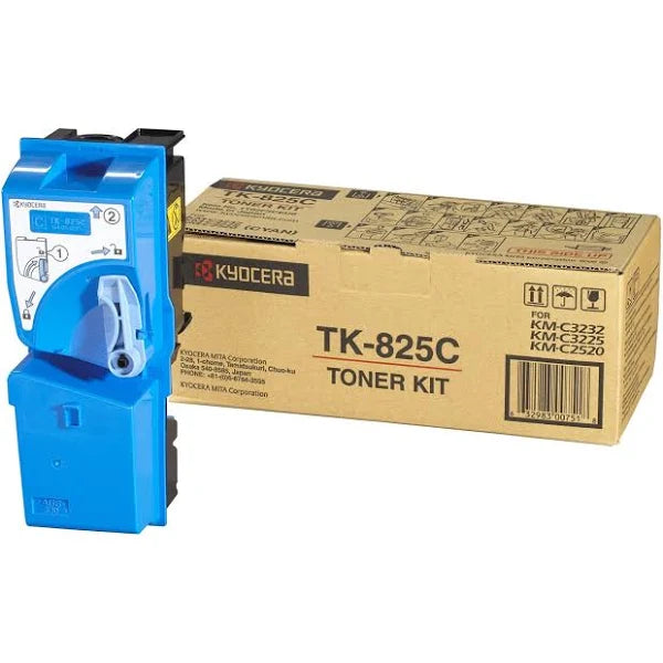 Genuine Kyocera TK-825 CYAN Toner Kit for KMC2520/KMC2525/KMC3225/KMC3232/KMC4035e 7K [TK825C]