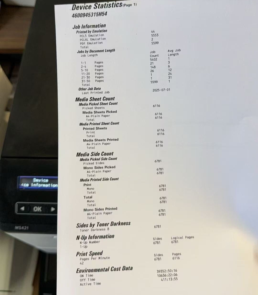 *Ex-Demo* Lexmark MS421DN A4 B&W Laser Network Printer 40PPM [36S0214]