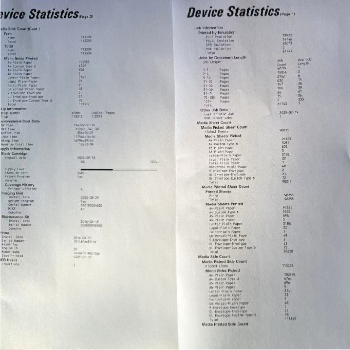 *RFB* Lexmark MS610DE A4 High Speed Mono Laser Printer 47PPM [35S0515] Ex-Leasing Unit