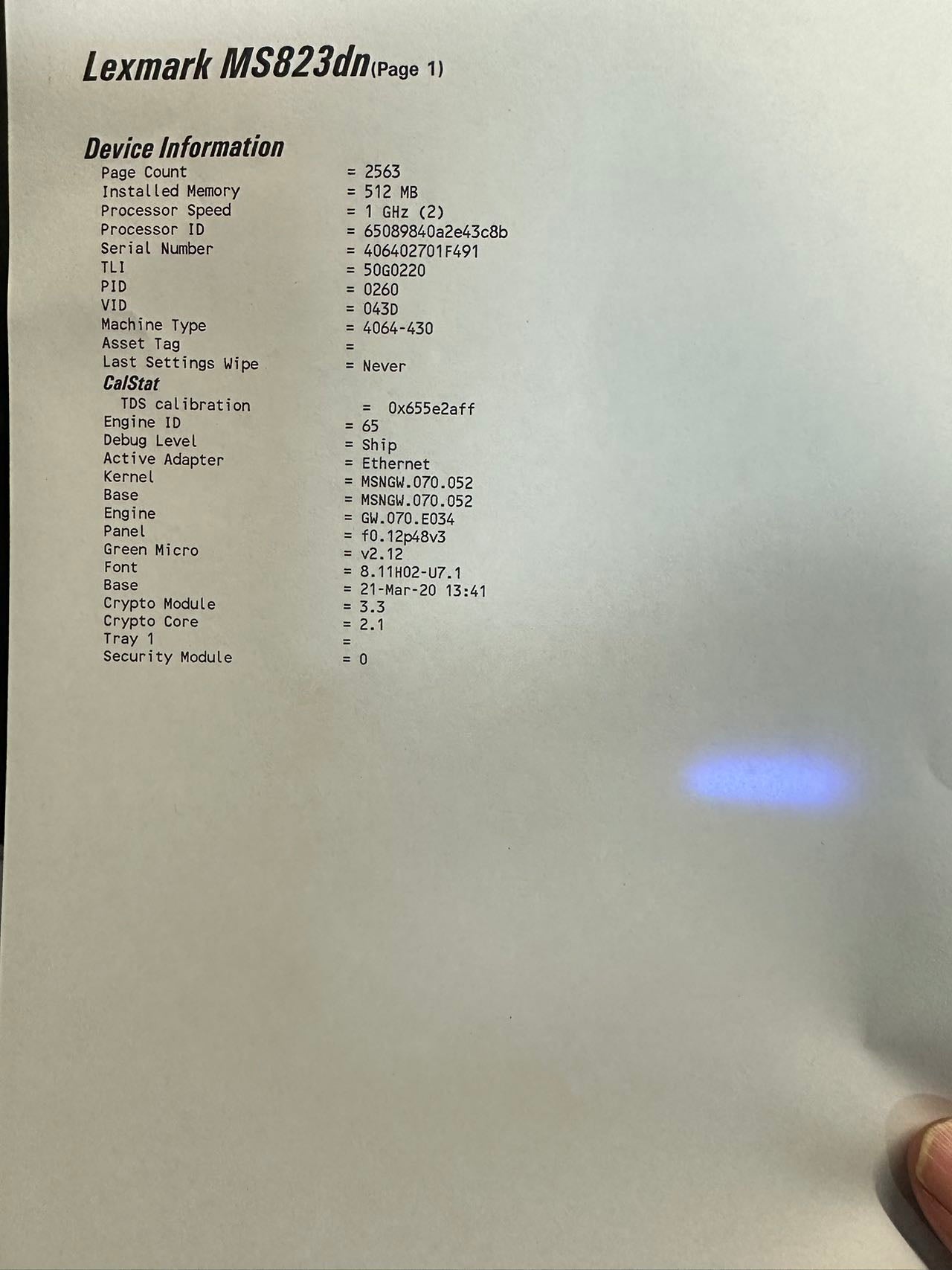 *As New* Lexmark MS823DN A4 Mono Laser High Speed Business Printer 65PPM [50G0239] (RRP $2,165.90) --No Toner