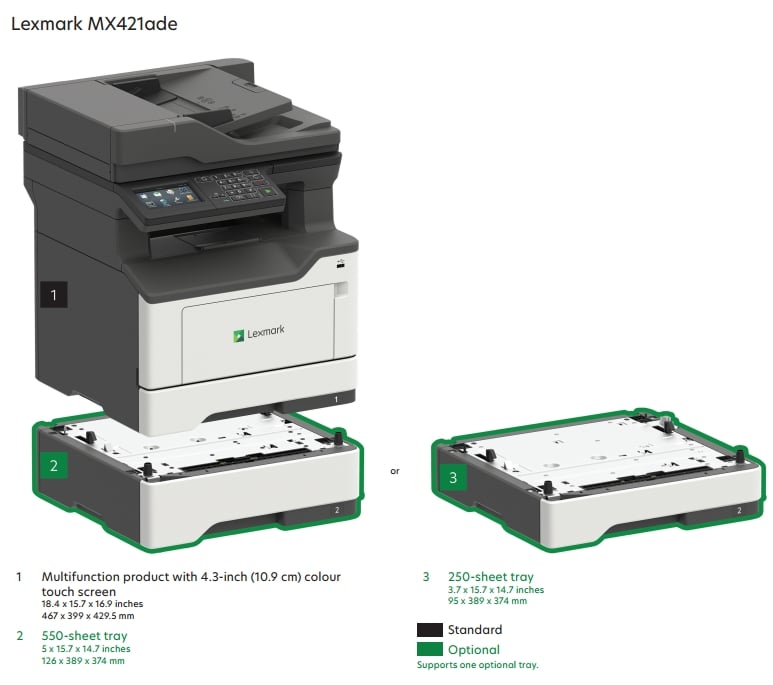 *RFB* Lexmark MX421ade A4 Mono Multifunction Laser Printer 40PPM 36S0714 (Second Hand - Used)