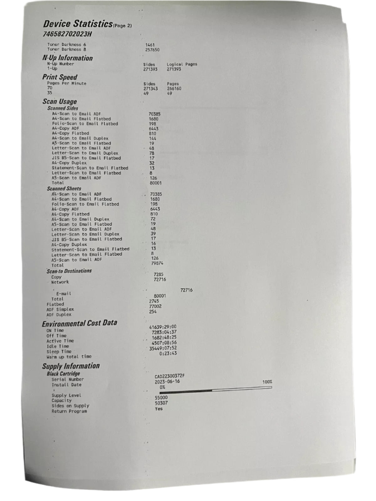 *Used!* Lexmark MX826ade A4 Mono Laser Multifunction Printer 70PPM 271K Pages [25B0916]