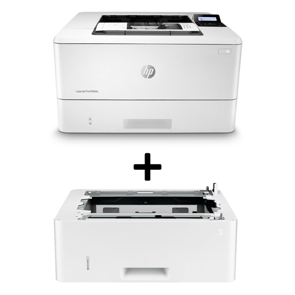 Bundle: HP LaserJet Pro M404n A4 Mono Laser Single Function Network Printer[W1A52A] + 550x sheet Feeder Tray