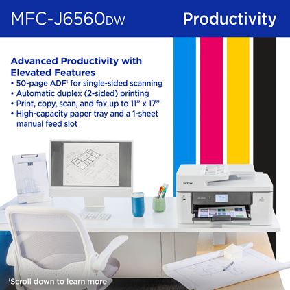 Brother INKvestment MFC-J6560DW A3 Business Inkjet Multi-Function Printer – Duplex, Wi-Fi LC536