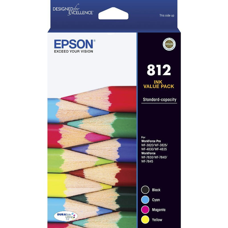 Epson Genuine 812 4X Color Ink Set Value Pack For Wf-3825/Wf-4835/Wf-7845 [C13T05D692] Cartridge -