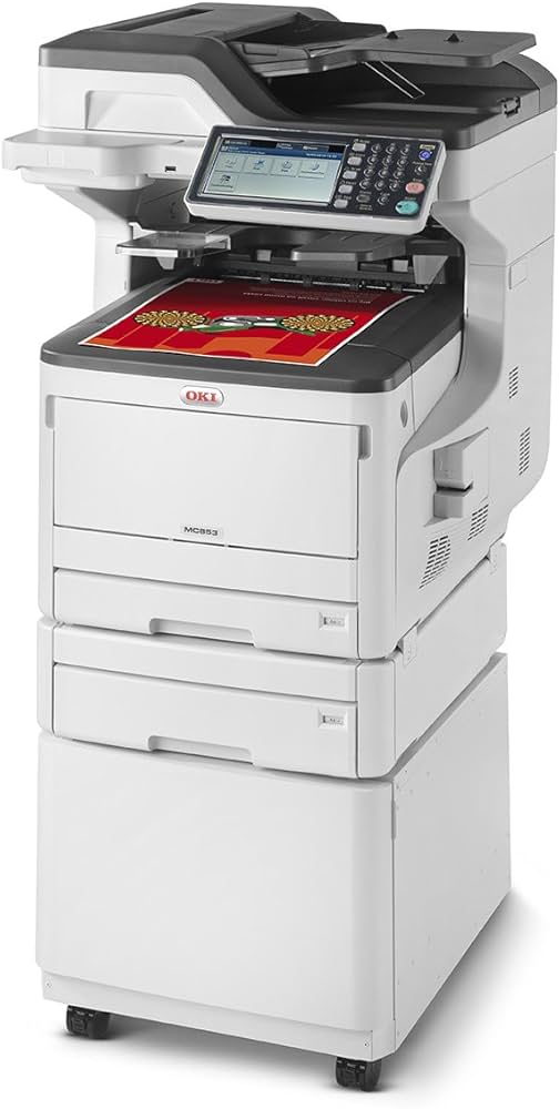 OKI MC873dnct A3 Colour Laser Multifunction MFP Printer+2xPaper Trays & Cabinet [45850206dnct]