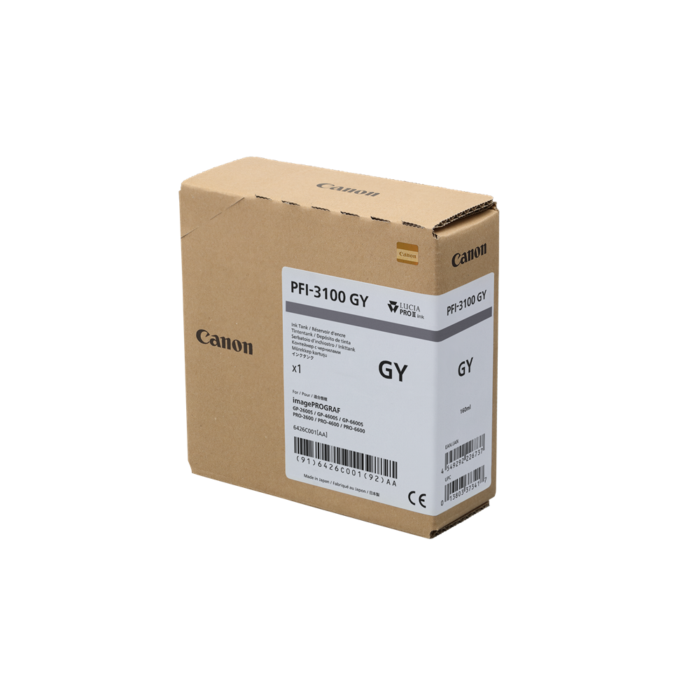 Genuine Canon PFI-3100GY Grey Ink Cartridge 160ml for PRO and GP Series [PFI-3100GY]