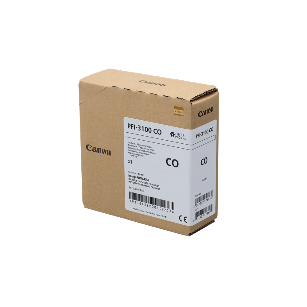 Genuine Canon PFI-3100CO Chroma Optimiser Ink Cartridge 160ml for PRO and GP Series [PFI-3100CO]