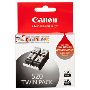 1 X Genuine Canon Pgi-520Bk Black Ink Cartridge Twin Pack -