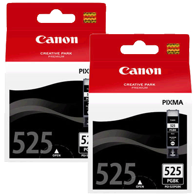 1 X Genuine Canon Pgi-525Bk Black Ink Cartridge Twin Pack -