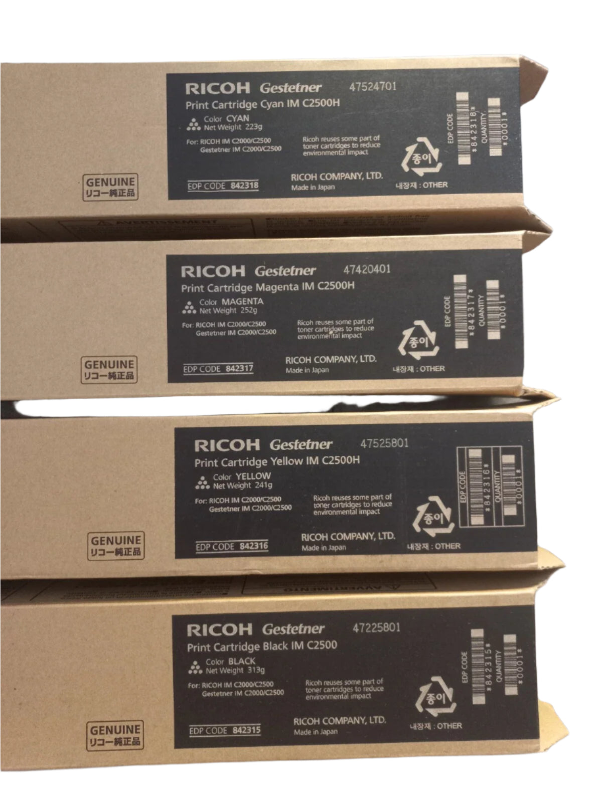 Genuine Ricoh Bundle: 4x Pack Genuine Ricoh IM C2000 C2500H Toner Cartridge Set ...