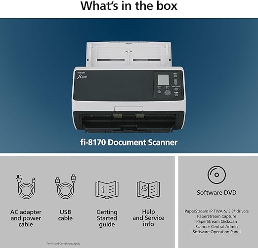 *Ex-Demo* Ricoh FI-8170 A4 Duplex High Speed Business Document Scanner 70PPM+Wty [PA03810-B051]