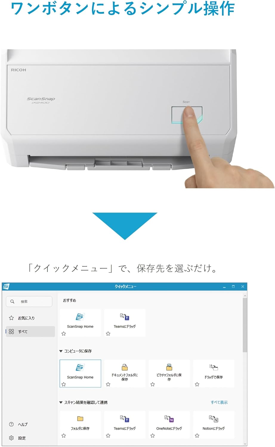 Ricoh Scansnap IX2400 A4 One Button Touch Document Scanner 45PPM (WHITE)