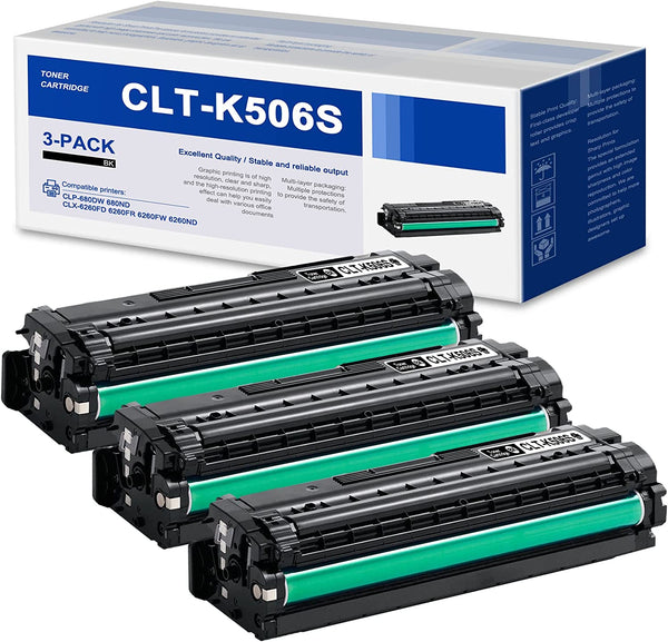 3X Pack Generic Premium Clt-K506L High Yield Black Toner Cartridge For Samsung Clp680Dw Clx6260Fd