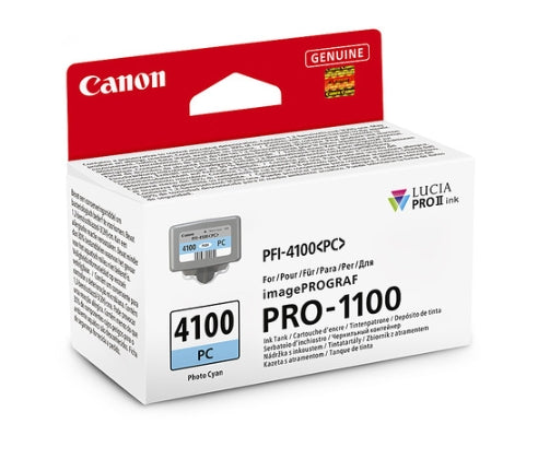 Genuine Canon PFI-4100 Photo Cyan Ink Cartridge for Pro-1100 A2 Printer [PFI4100PC]