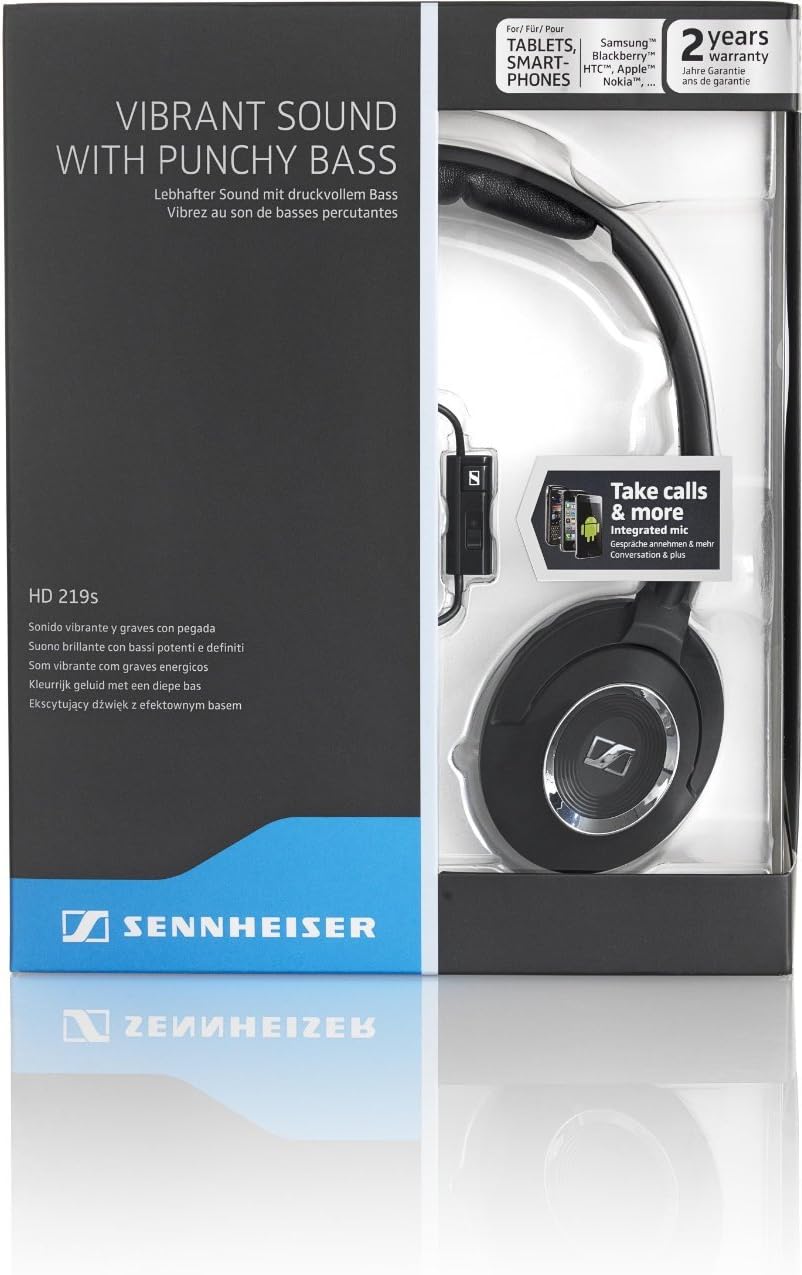Sennheiser HD 219S Headphones with Integrated Microphone for Smartphones – Black
