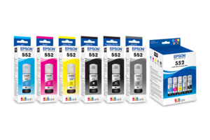 Bundle: 6x Pack Genuine Epson T552 Ink Bottle Set (1BK,1PBK,1C,1M,1Y,1GY) C13T05W192-W592