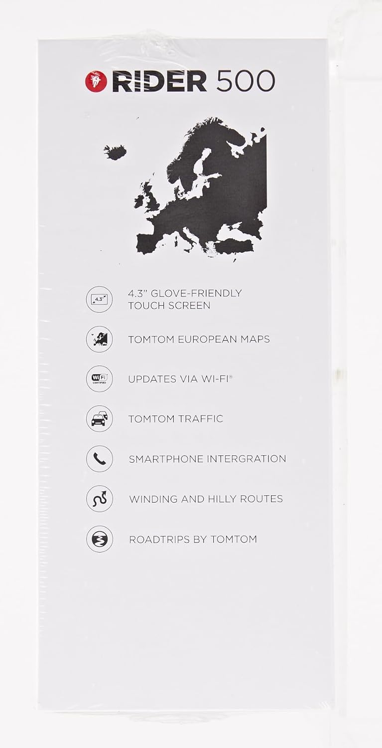 TomTom Motorcycle Sat Nav Rider 500 (4.3 Inch) Updates via Wi-Fi, EU Maps Preinstalled 1GF0.002.00 [4GF41]