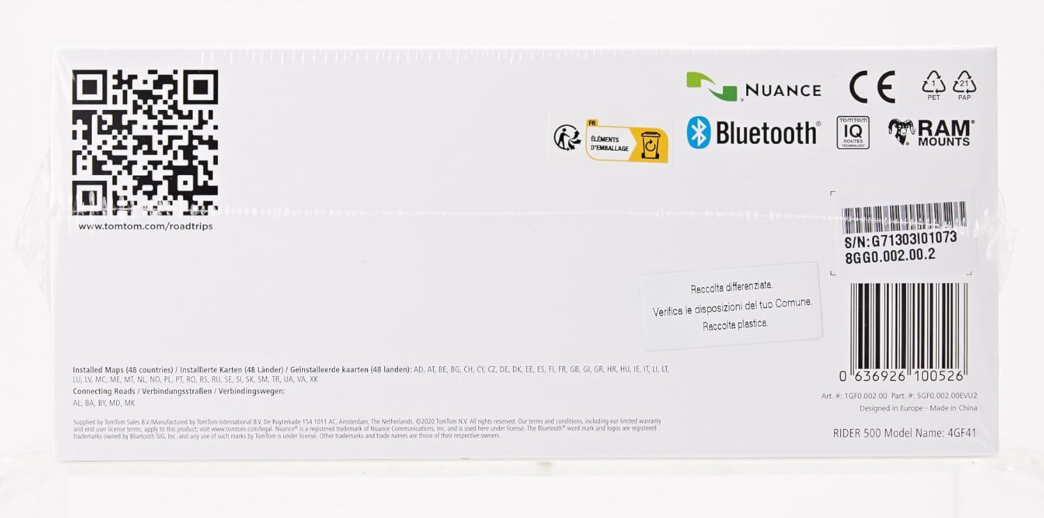 TomTom Motorcycle Sat Nav Rider 500 (4.3 Inch) Updates via Wi-Fi, EU Maps Preinstalled 1GF0.002.00 [4GF41]