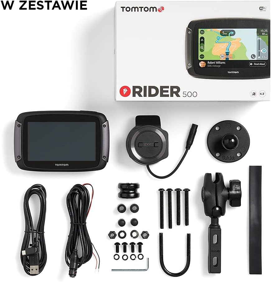 TomTom Motorcycle Sat Nav Rider 500 (4.3 Inch) Updates via Wi-Fi, EU Maps Preinstalled 1GF0.002.00 [4GF41]