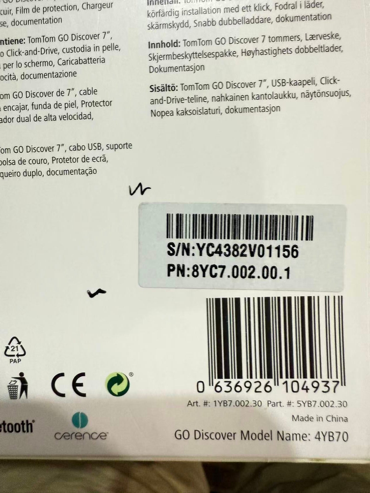 TomTom Car Sat GO Discover 7" Wi-Fi GPS Navigation System with World Maps Premium Pack [4YB70]