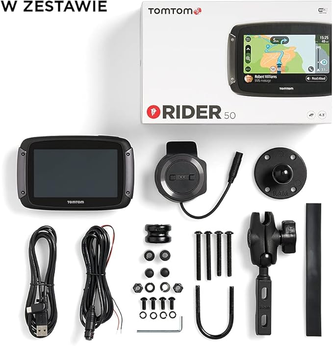 TomTom Motorcycle Sat Nav Rider 50 (4.3 Inch) Updates via Wi-Fi, EU Maps [8GG0.054.01]