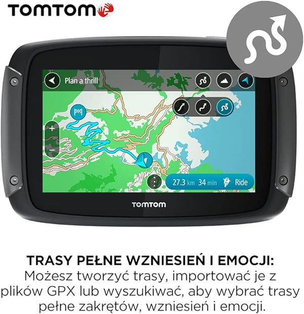 TomTom Motorcycle Sat Nav Rider 50 (4.3 Inch) Updates via Wi-Fi, EU Maps [8GG0.054.01]