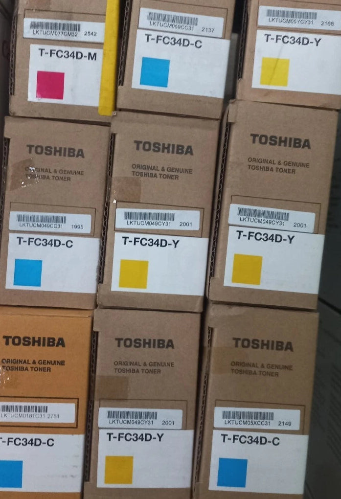 Bundle: 3x Pack Genuine Toshiba TFC34DC+TFC34DM+TFC34DY Color Toner Cartridges