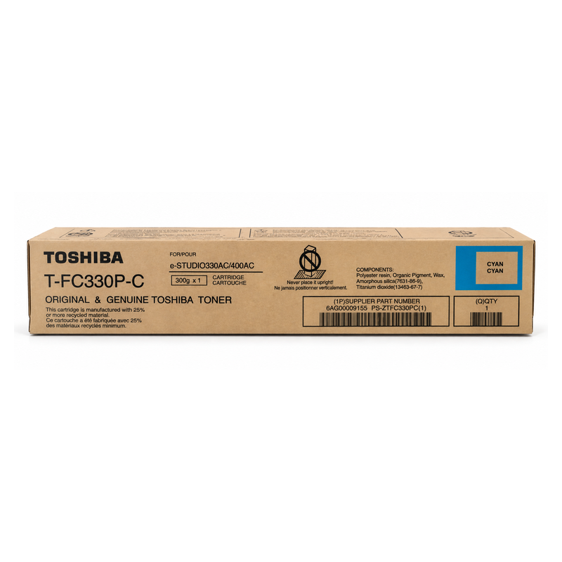 1 x Genuine Toshiba e-Studio 330AC 400AC Cyan Toner Cartridge 17.4K [TFC330C]