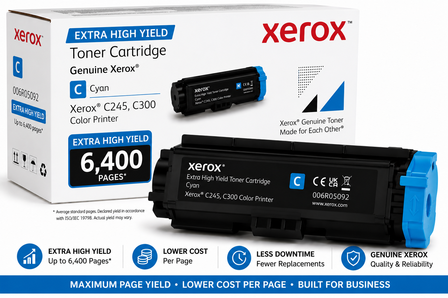 Genuine Xerox 006R05092 Extra High Yield CYAN Toner Cartridge for C245 C300 6.4K