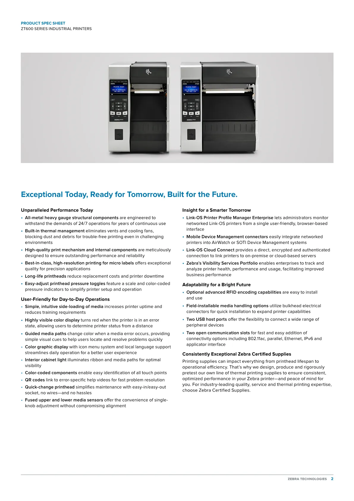 Zebra ZT620T 6-Inch Thermal Transfer Printer 203dpi SERIAL/USB/ETHERNET/BLUETOOTH [ZT62062-T1P0100Z]