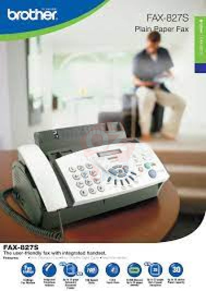 Brother Fax-827S Plain Paper Fax Machine Printer+Telephone Handset [Fax827S]