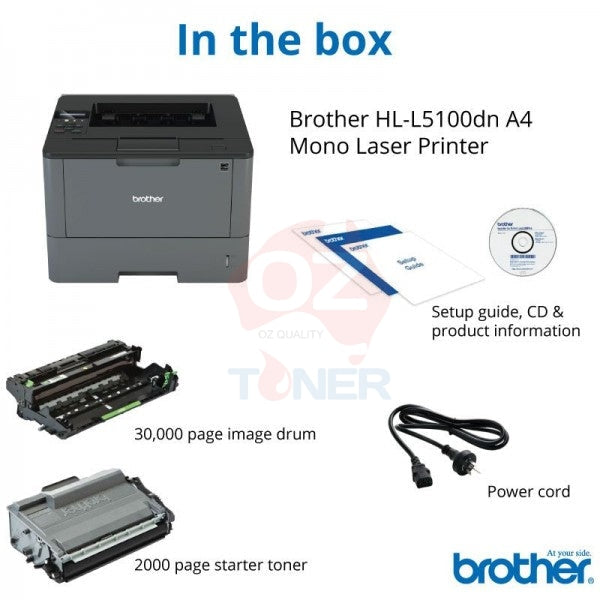Brother Hl-L5100Dn High Speed Mono Laser Network Printer+Duplexer 40Ppm Tn3420 Printer Single