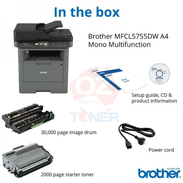 Brother Mfc-L5755Dw Mono Laser Wireless Multifunction Printer+Duplex+Fax 40Ppm (Rrp$749) Printer