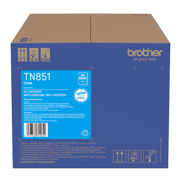 Genuine Brother TN-851 Cyan Toner Cartridge for HL-L9470CDN MFC-L9630CDN MFC-L9670CDN (6.5K)