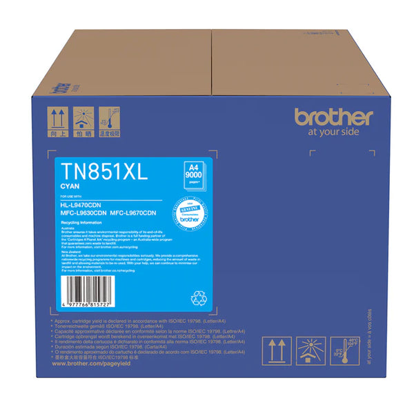 Genuine Brother TN-851XL High Yield Cyan Toner Cartridge TN851XLC (9K)