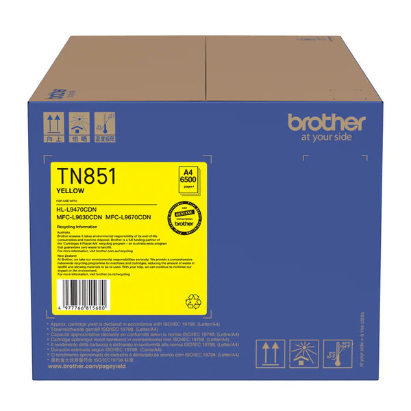 Genuine Brother TN-851 Yellow Toner Cartridge for HL-L9470CDN MFC-L9630CDN MFC-L9670CDN TN851Y (6.5K)