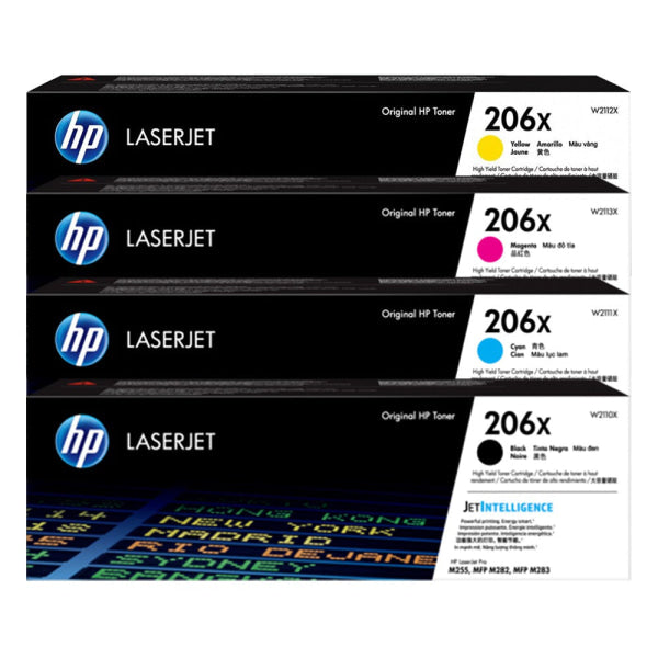 Bundle: 4 Pack Genuine Hp W2110X W2111X W2112X W2113X Toner Cartridge Set 206X-C/M/Y/K -