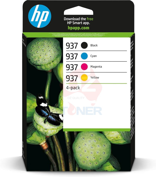 Bundle: 4X Pack Genuine Hp #937-C/M/Y/K Ink Cartridge Set (1Bk 1C 1M 1Y) [4S6W2Na-4S6W5Na]