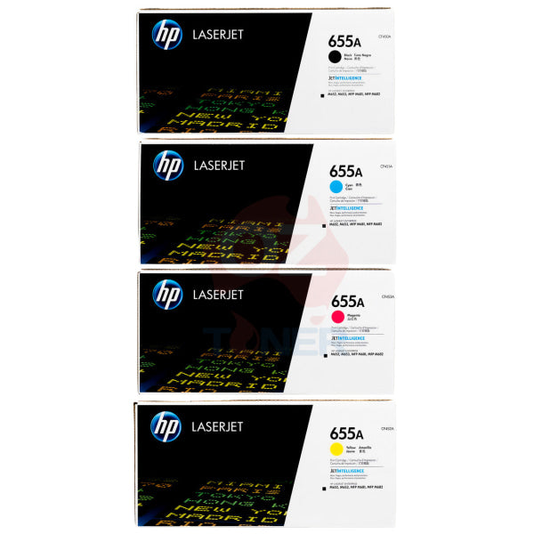 Bundle: 4X Pack Genuine Hp Cf450A Cf451A Cf452A Cf453A Toner Cartridge Set #655A -